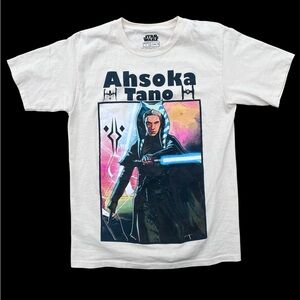 Star Wars Ahsoka Tano Graphic T Shirt Clone Wars Men’s S 100% Cotton Space